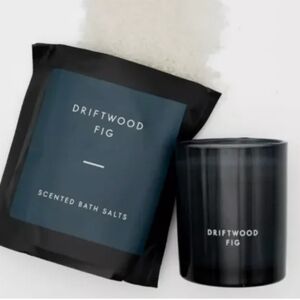 Driftwood Fig Scented Bath Salts and Candle Set - Black